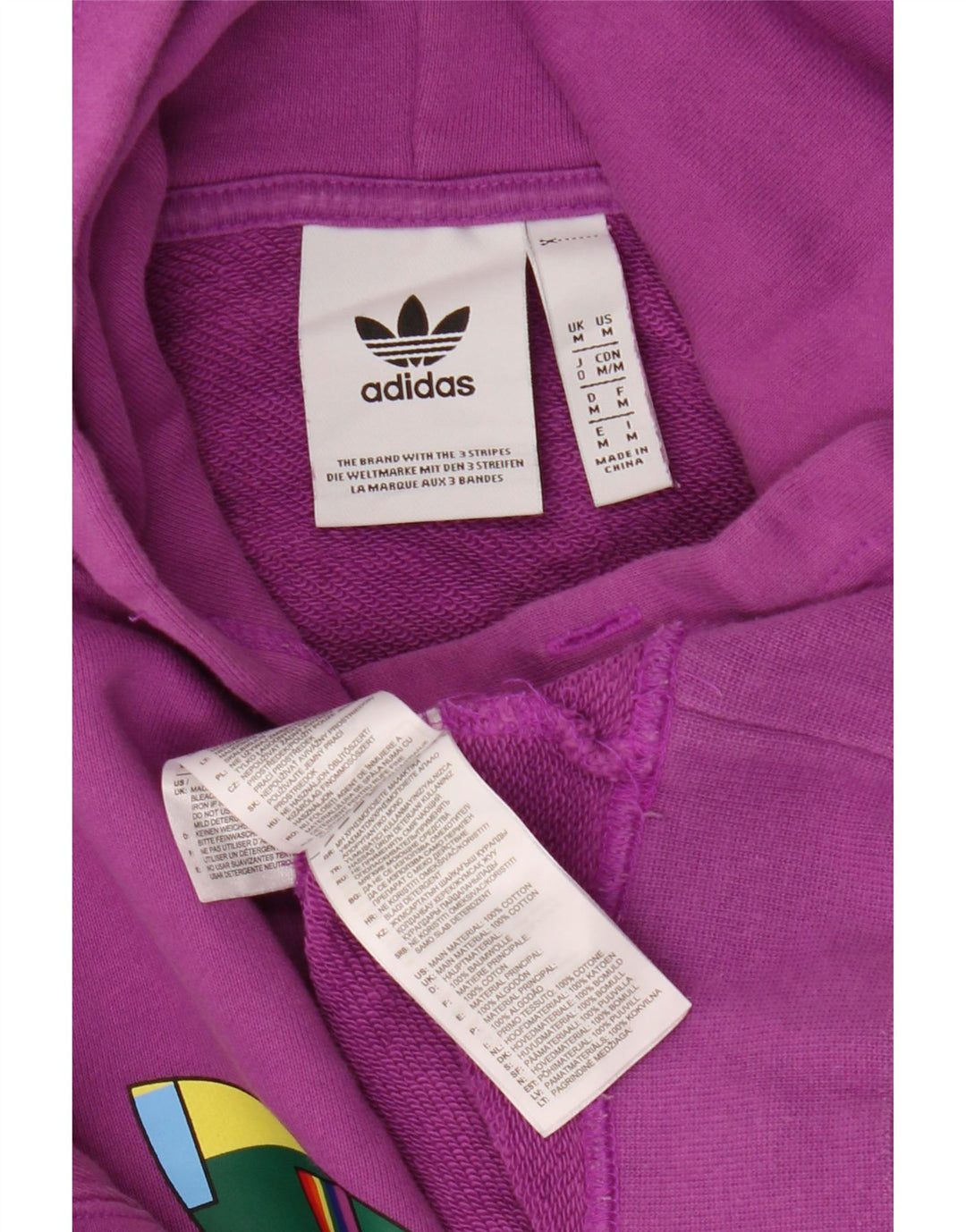 Adidas Mens Oversized Graphic Hoodie Jumper Medium Purple Cotton