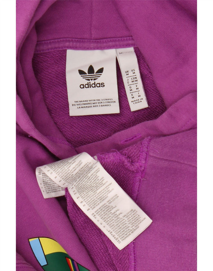 Adidas Mens Oversized Graphic Hoodie Jumper Medium Purple Cotton