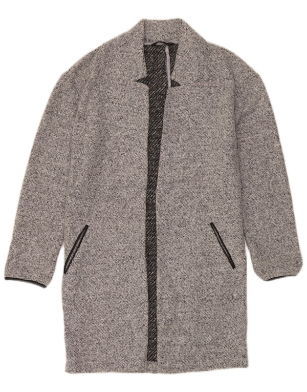 MARKS & SPENCER Womens Oversized Open Overcoat UK 6 XS Grey Flecked