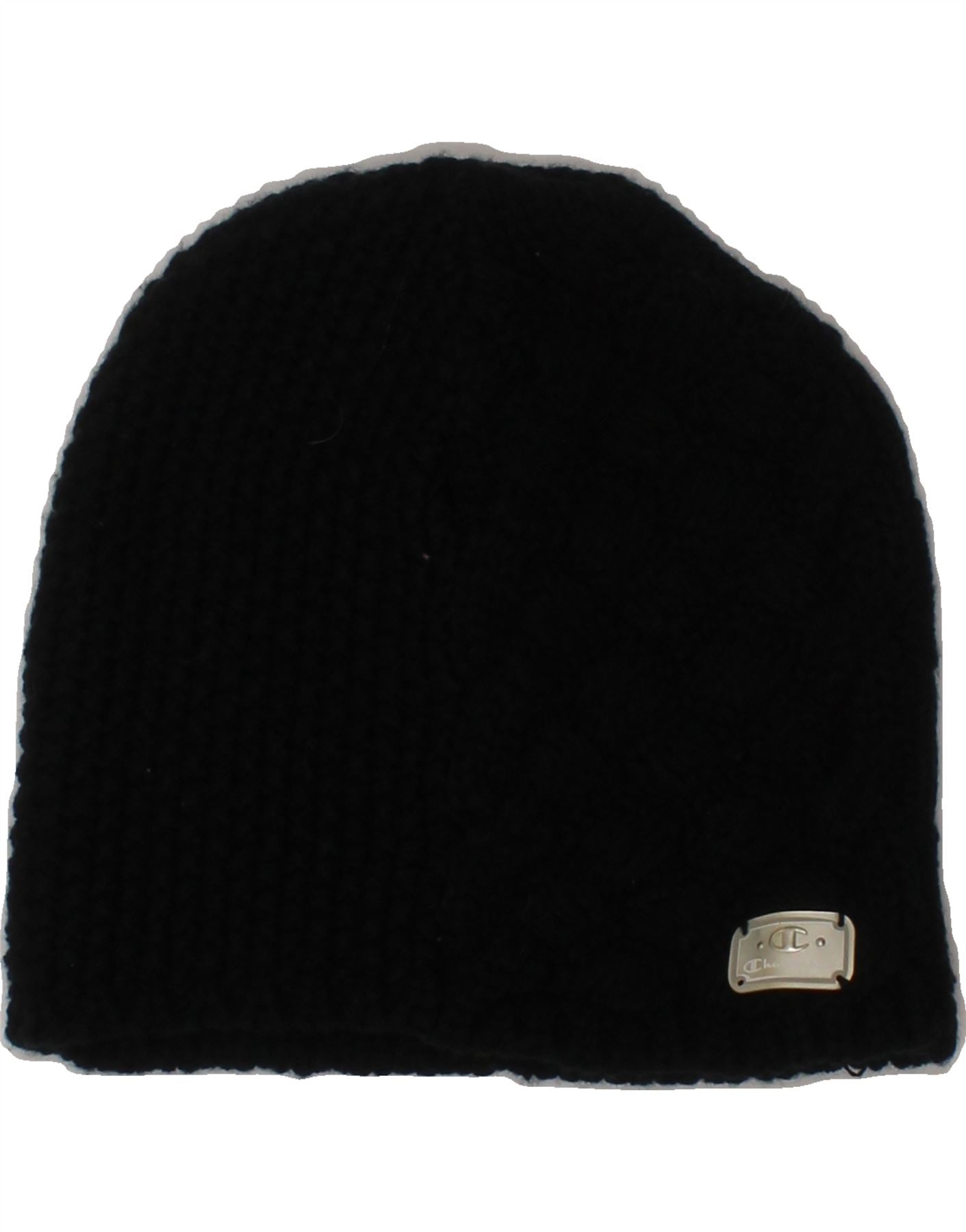 CHAMPION Womens Beanie Hat One Size Black Vintage Second-Hand