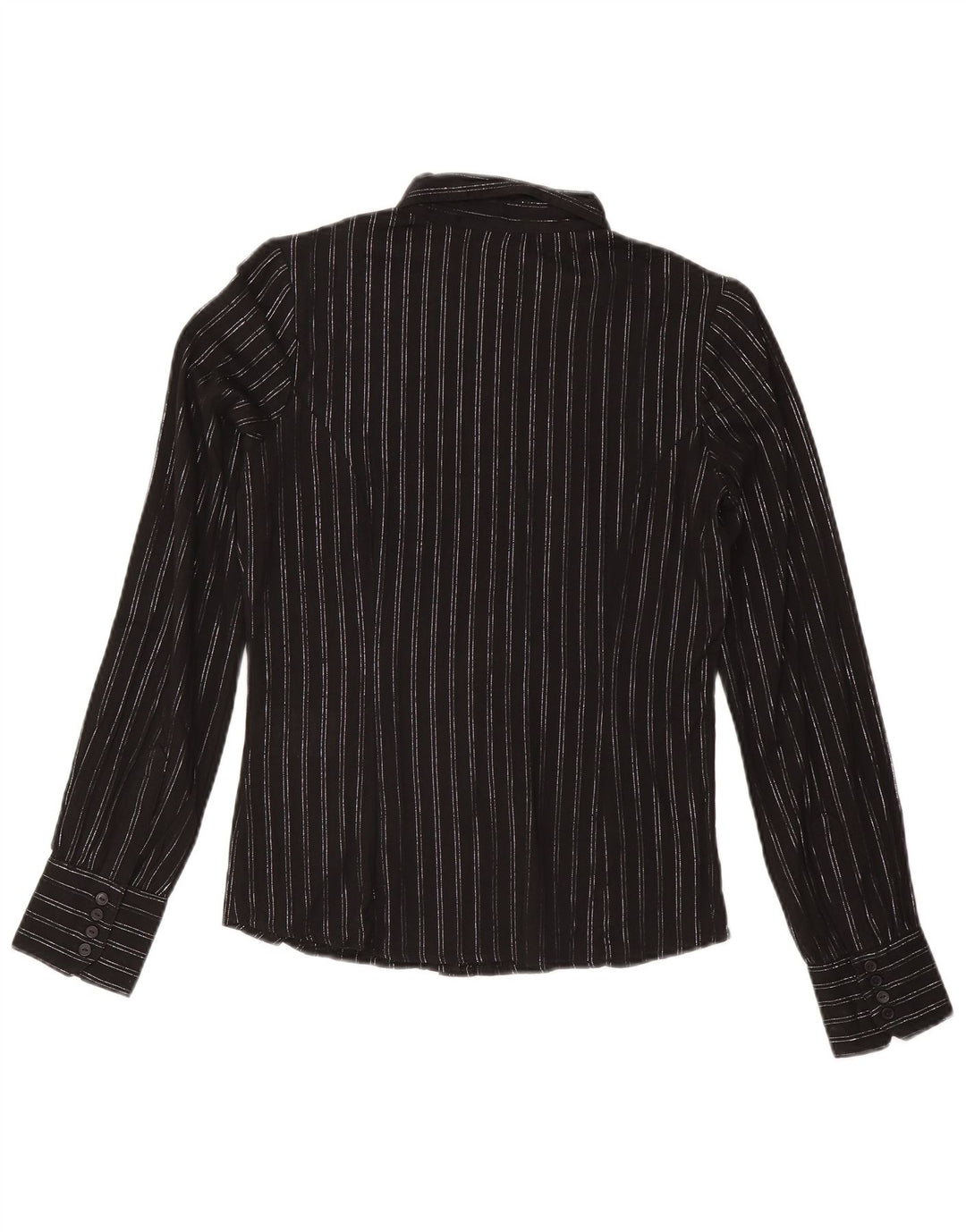 Carrera Womens Shirt UK 10 Small Black Striped Cotton