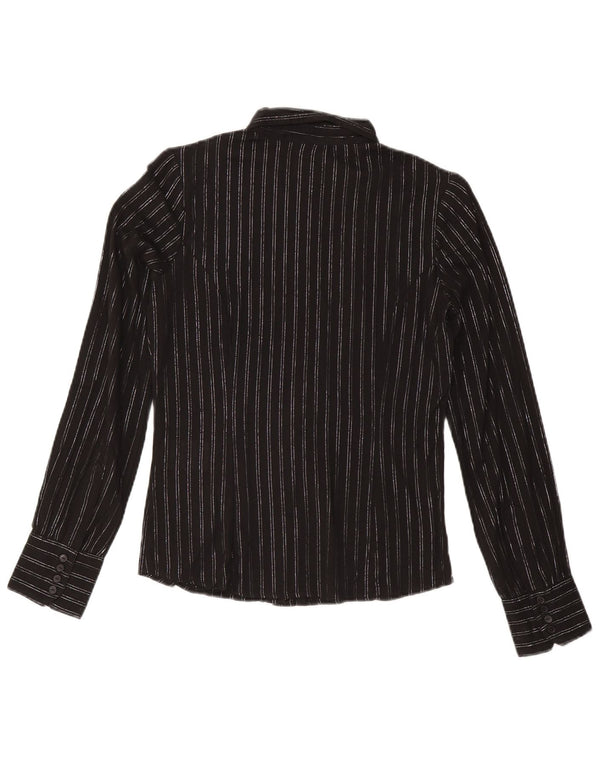 Carrera Womens Shirt UK 10 Small Black Striped Cotton