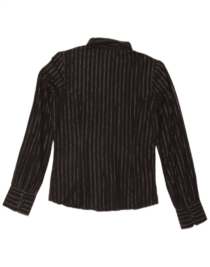 Carrera Womens Shirt UK 10 Small Black Striped Cotton