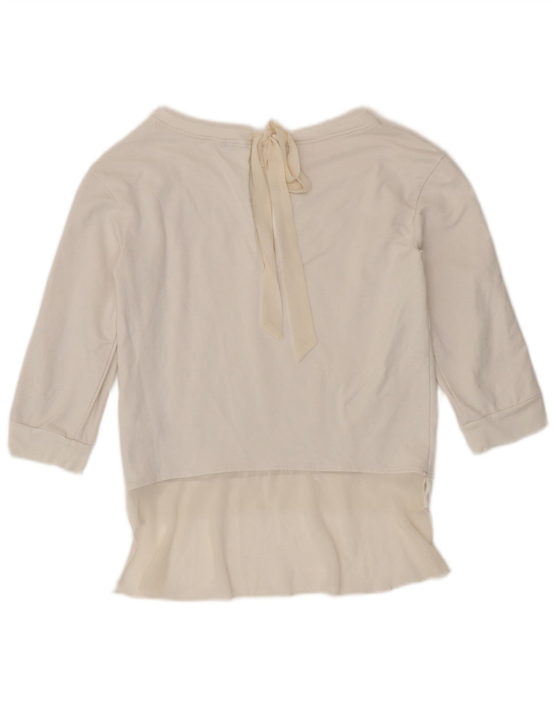 Liu Jo Womens 3/4 Sleeve Sweatshirt Jumper IT 40 Small White Cotton