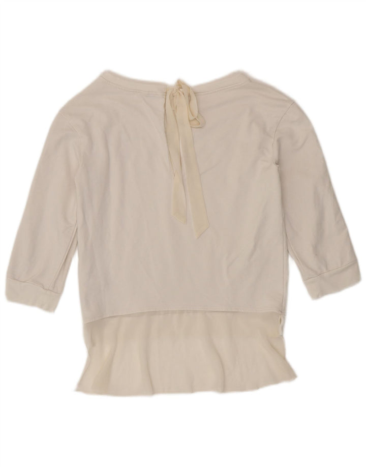 Liu Jo Womens 3/4 Sleeve Sweatshirt Jumper IT 40 Small White Cotton