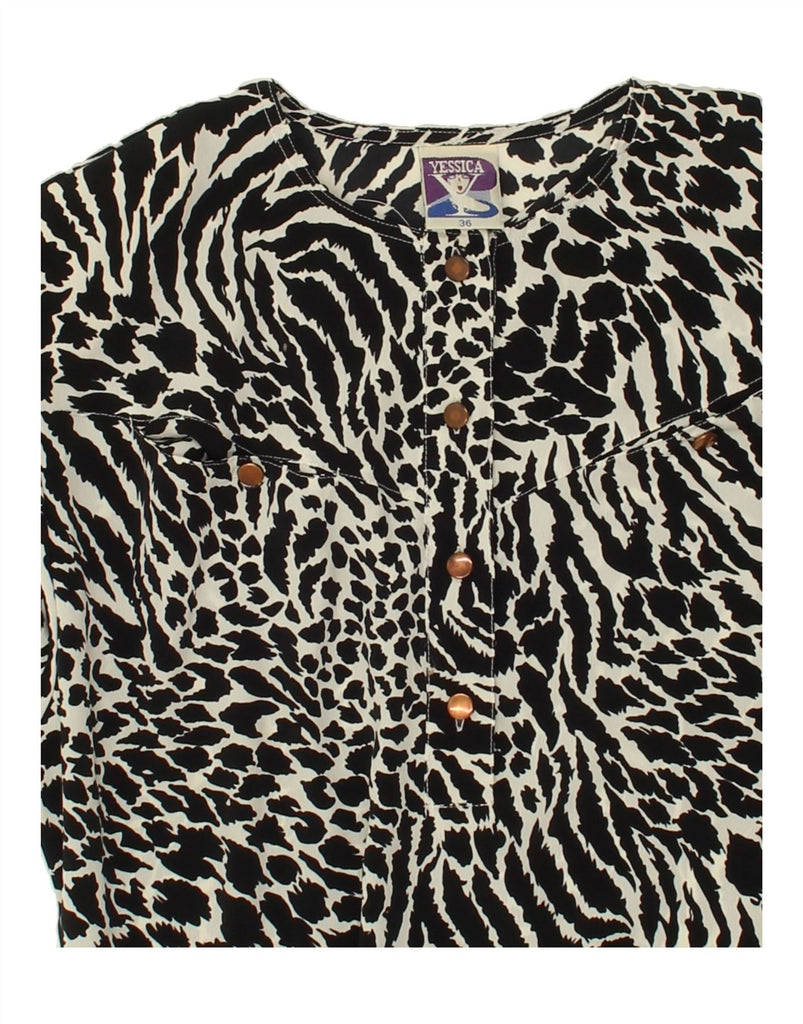 YESSICA Womens Oversized Blouse Top EU 36 Small Black Animal Print | Vintage Yessica | Thrift | Second-Hand Yessica | Used Clothing | Messina Hembry 