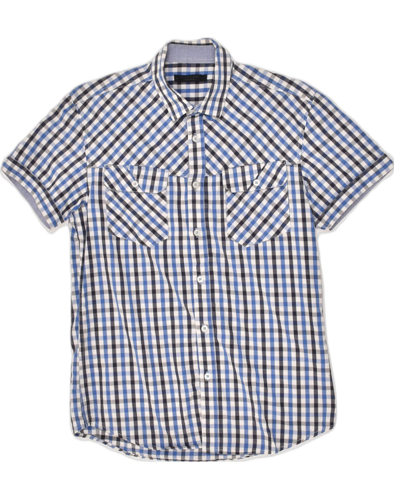 JACK & JONES Mens Short Sleeve Shirt Medium Blue Gingham Cotton | Vintage Jack & Jones | Thrift | Second-Hand Jack & Jones | Used Clothing | Messina Hembry 