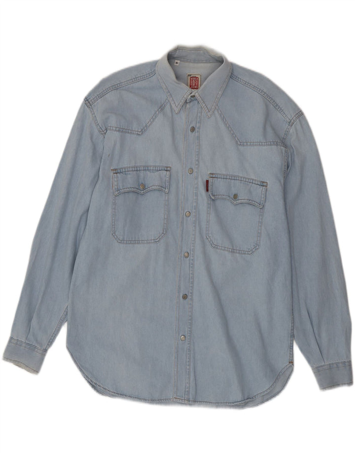 CASUCCI Mens Denim Shirt Medium Blue Cotton