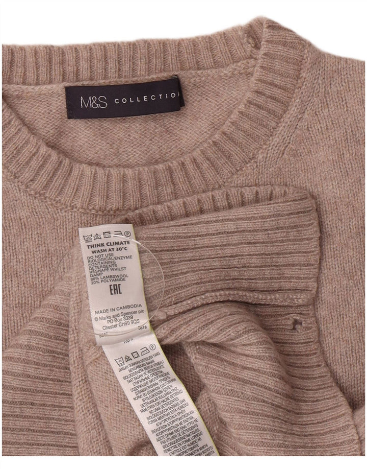 Marks & Spencer Womens Petite Crew Neck Jumper Sweater UK 10 Small Beige