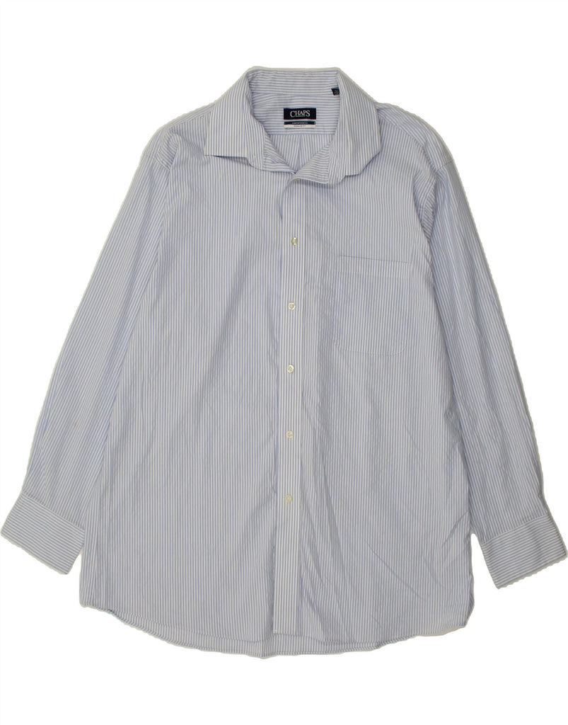 CHAPS Mens Regular Fit Shirt Size 17 1/2 XL Blue Pinstripe Cotton Vintage Chaps and Second-Hand Chaps from Messina Hembry 