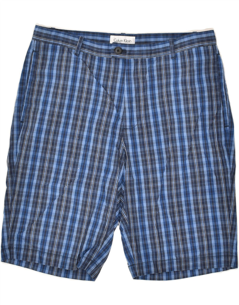 CALVIN KLEIN Mens Chino Shorts W32 Medium  Blue Check Cotton | Vintage Calvin Klein | Thrift | Second-Hand Calvin Klein | Used Clothing | Messina Hembry 