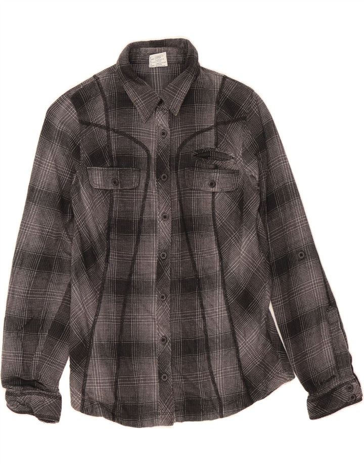 COLUMBIA Womens Shirt UK 10 Small Grey Check Cotton Vintage Columbia and Second-Hand Columbia from Messina Hembry 