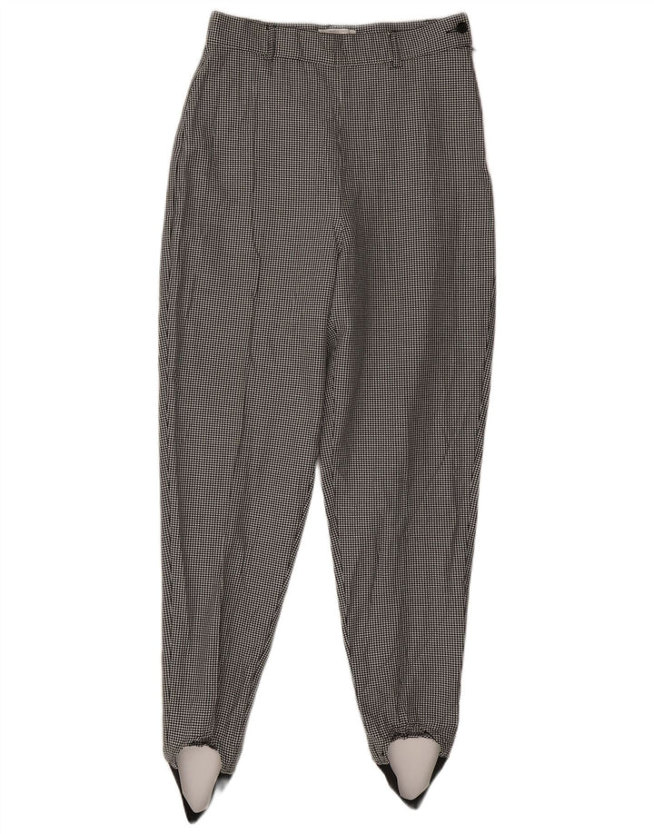 Benetton Womens Casual Trousers IT 44 Medium W28 L30 Black Houndstooth