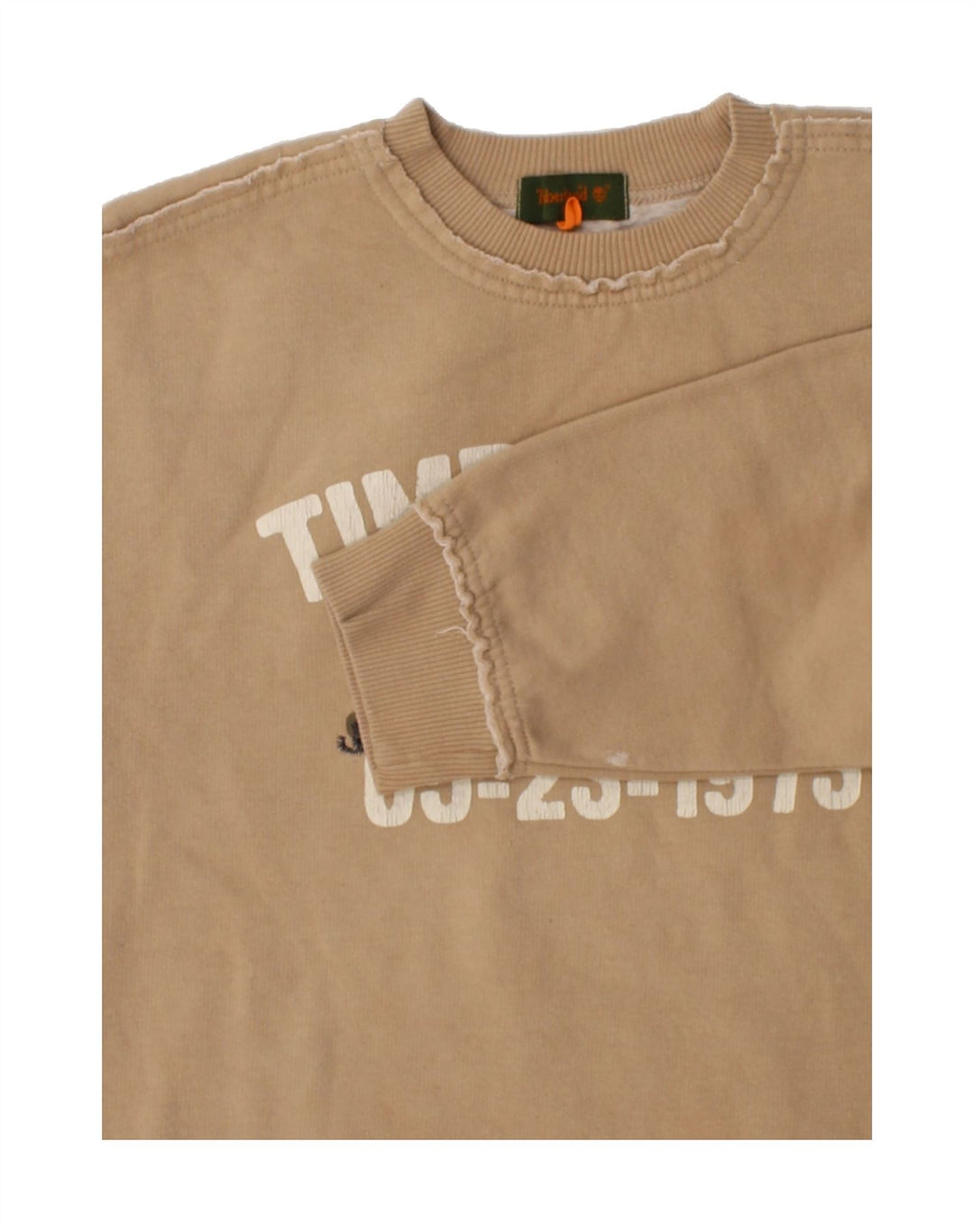 TIMBERLAND Boys Graphic Sweatshirt Jumper 12-13 Years Beige Vintage Timberland and Second-Hand Timberland from Messina Hembry 