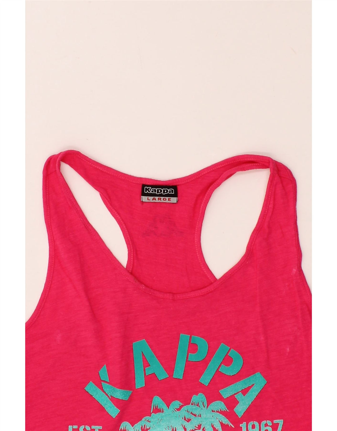 KAPPA Womens Graphic Vest Top UK 14 Large Pink Cotton Vintage Kappa and Second-Hand Kappa from Messina Hembry 
