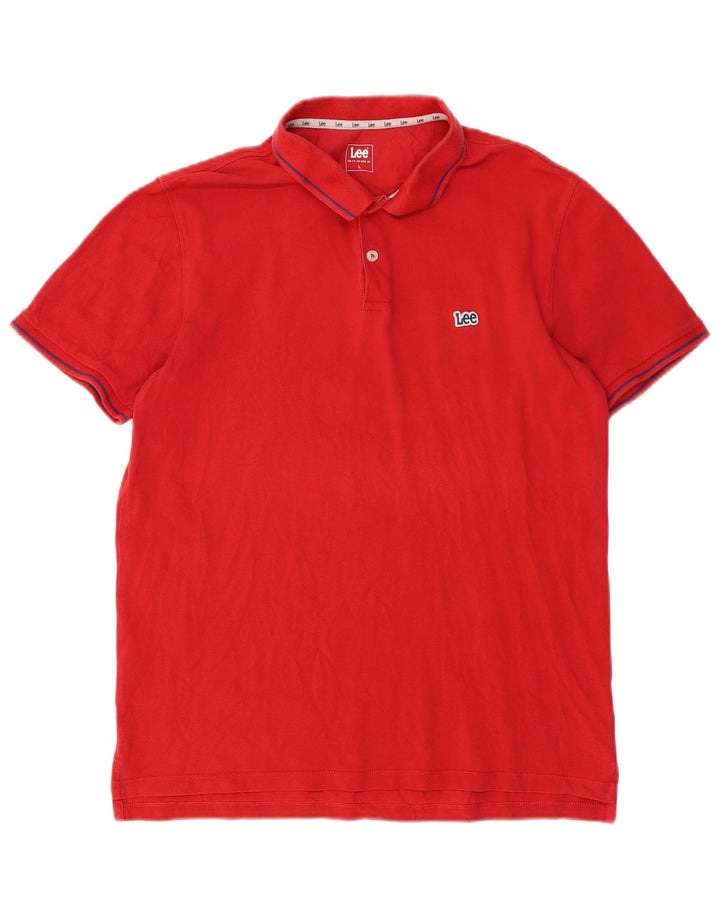 LEE Mens Polo Shirt Large Red Cotton