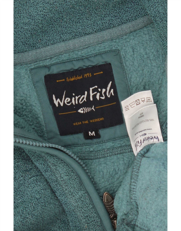 Weird Fish Mens Zip Neck Sweatshirt Jumper Medium Green Polyester