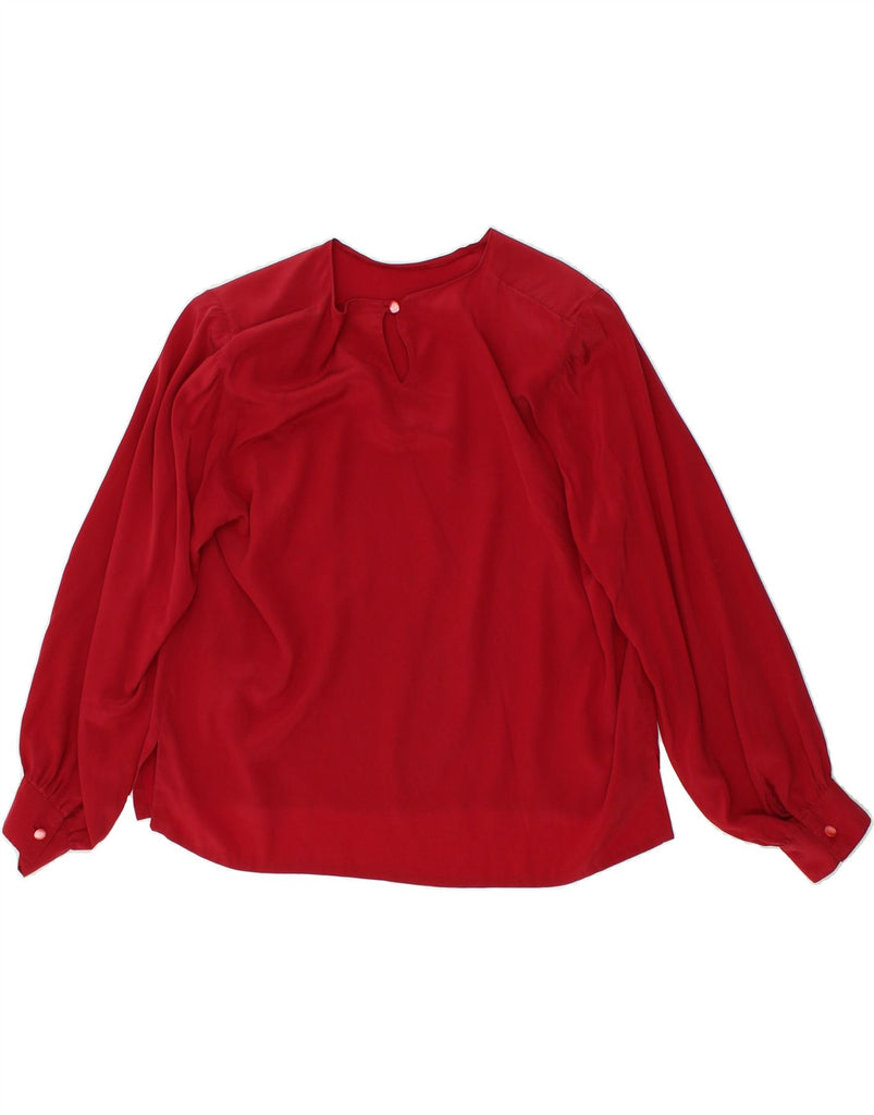 VINTAGE Womens Long Sleeve Blouse Top UK 14 Medium Red | Vintage Vintage | Thrift | Second-Hand Vintage | Used Clothing | Messina Hembry 