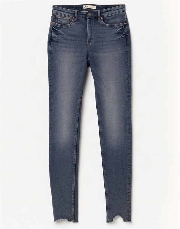 Zara Womens Distressed Skinny Jeans EU 38 Small W28 L30 Blue Cotton