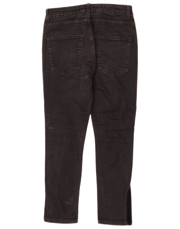 Zara Mens Cropped Jeans EU 38 Small W30 L24 Black Colourblock