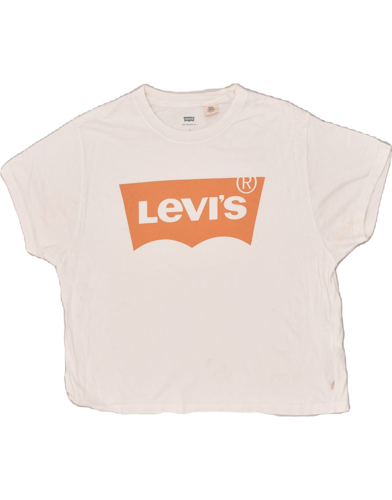 LEVI'S Womens Graphic T-Shirt Top UK 10 Small White Cotton | Vintage Levi's | Thrift | Second-Hand Levi's | Used Clothing | Messina Hembry 