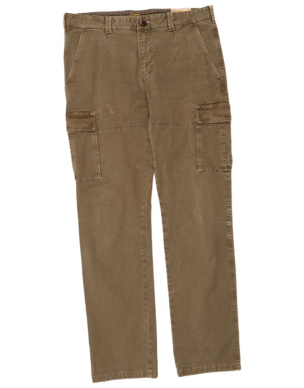 Vintage Mens Straight Cargo Trousers IT 52 XL W36 L34 Khaki Cotton