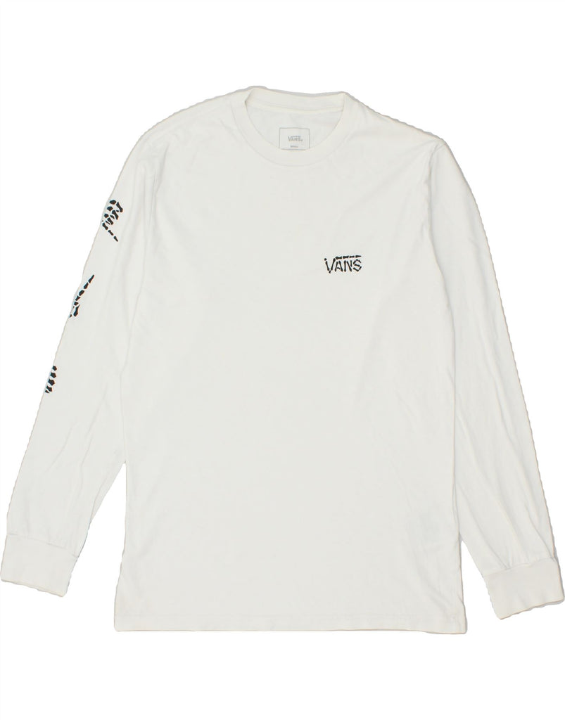 VANS Mens Classic Fit Graphic Top Long Sleeve Small Off White Cotton | Vintage Vans | Thrift | Second-Hand Vans | Used Clothing | Messina Hembry 