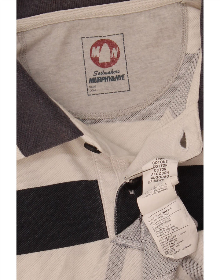 Murphy & Nye Mens Polo Shirt XL White Striped Cotton