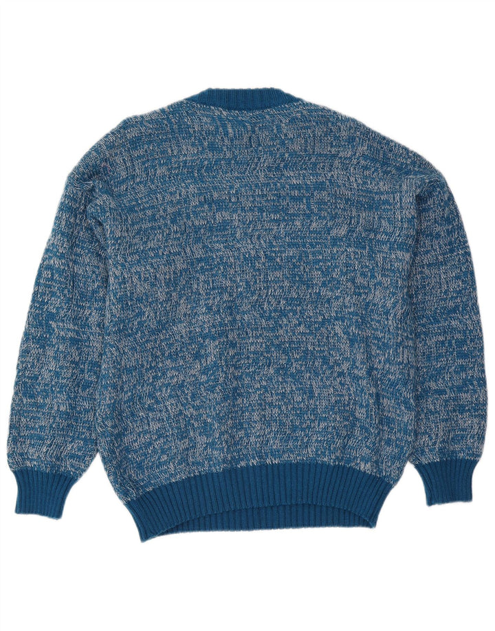 Vintage Mens Crew Neck Jumper Sweater IT 50 Medium Blue Flecked