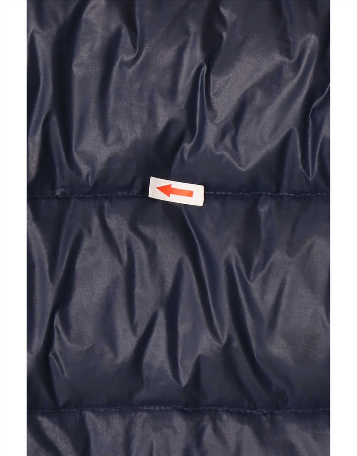 Benetton Womens Hooded Padded Coat IT 42 Medium Navy Blue Polyamide