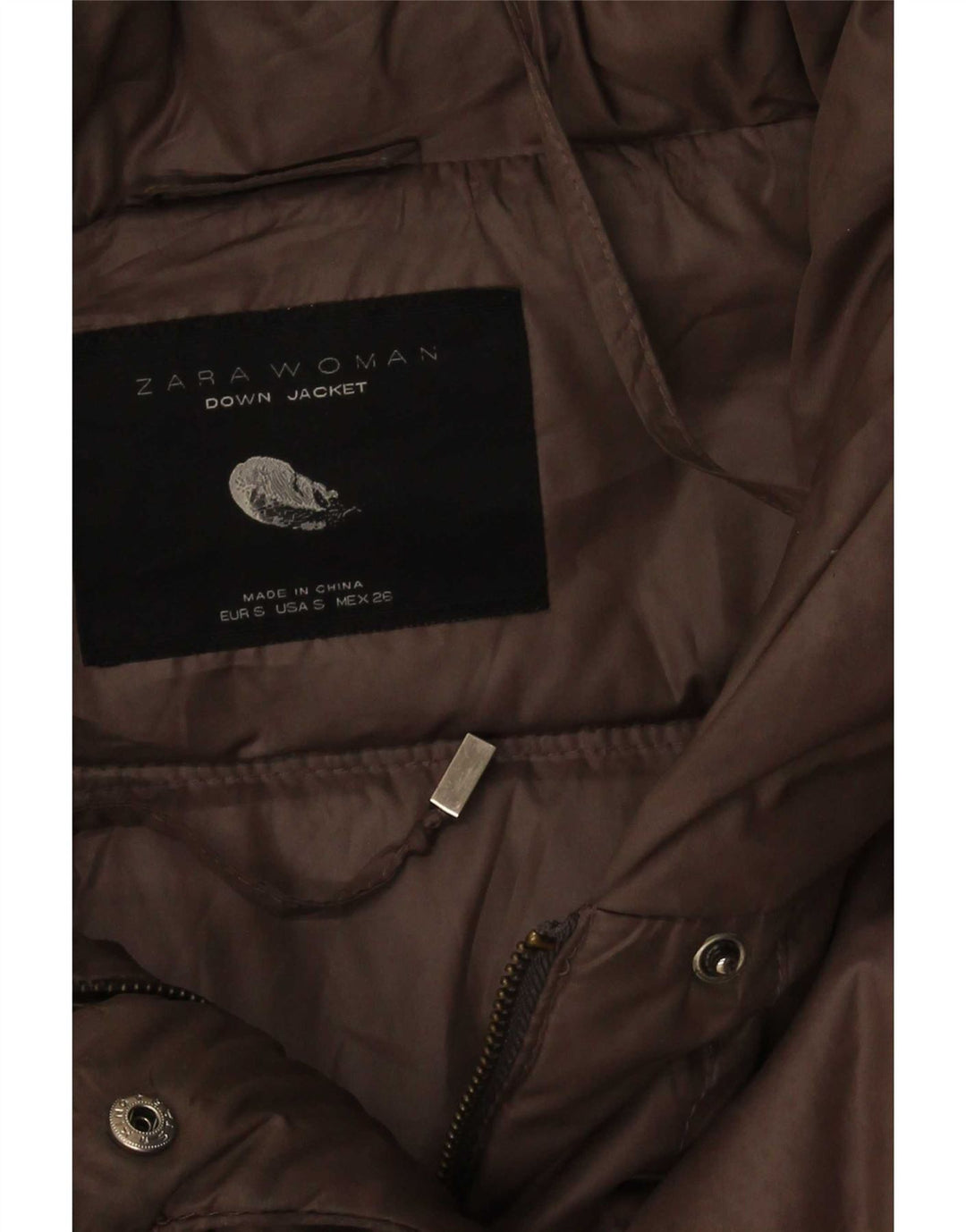 Zara Womens Padded Jacket UK 8 Small Brown Polyester