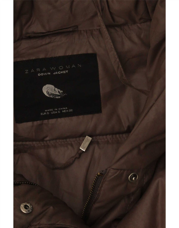 Zara Womens Padded Jacket UK 8 Small Brown Polyester