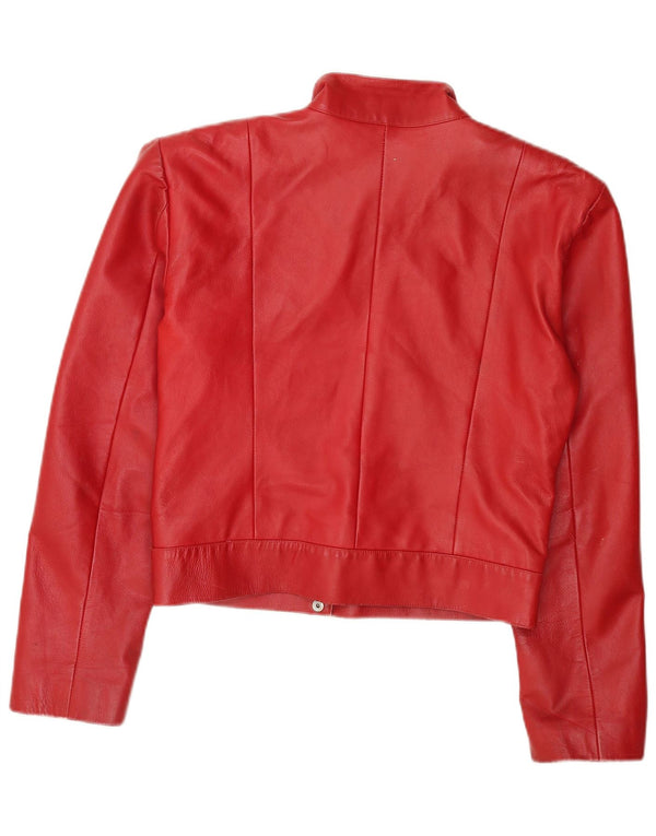 Vintage Womens Crop Leather Jacket UK 18 XL Red
