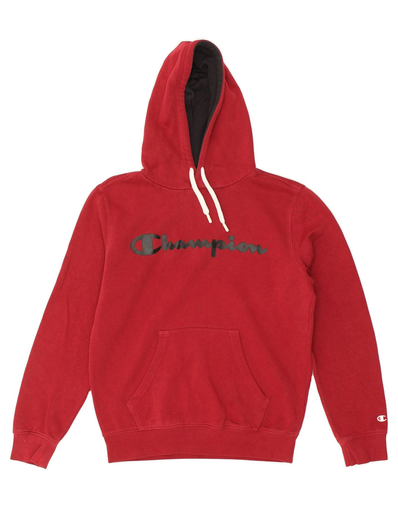 CHAMPION Mens Graphic Hoodie Jumper Small Red Cotton | Vintage Champion | Thrift | Second-Hand Champion | Used Clothing | Messina Hembry 