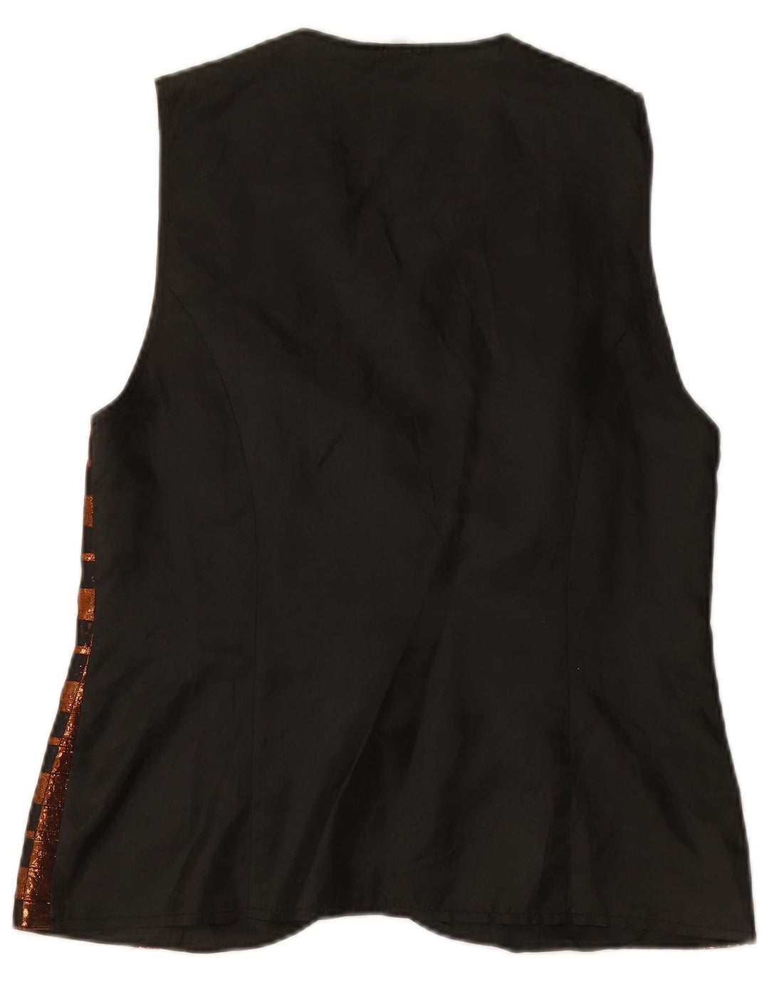 VINTAGE Womens Waistcoat UK 14 Medium Brown Check Polyester