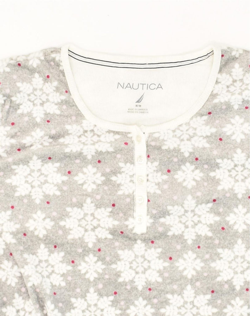 NAUTICA Womens Top Long Sleeve UK 14 Medium White Polyester | Vintage Nautica | Thrift | Second-Hand Nautica | Used Clothing | Messina Hembry 