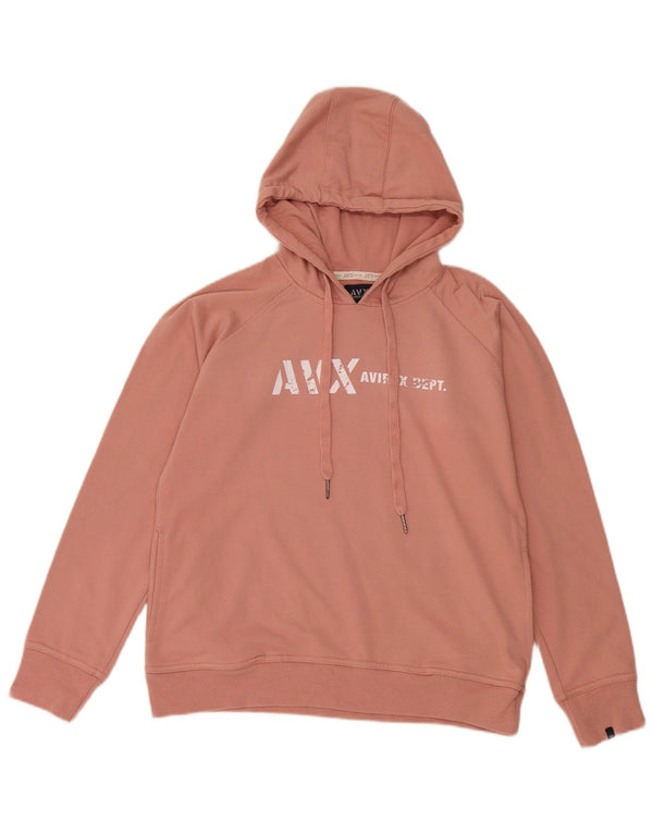 Avirex Womens Graphic Hoodie Jumper UK 16 Large Pink Cotton