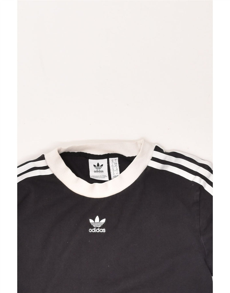 ADIDAS Womens Top Long Sleeve UK 10 Small Black Cotton | Vintage Adidas | Thrift | Second-Hand Adidas | Used Clothing | Messina Hembry 