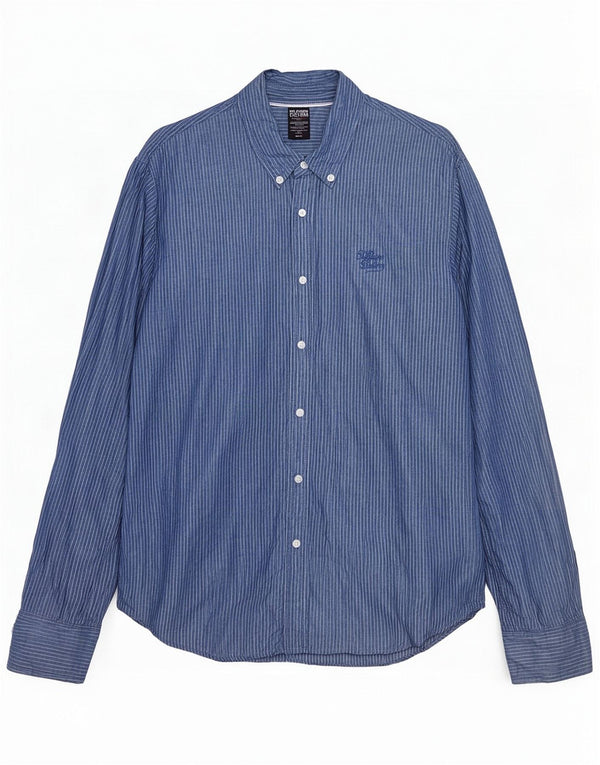 Tommy Hilfiger Mens Shirt XL Blue Pinstripe Cotton