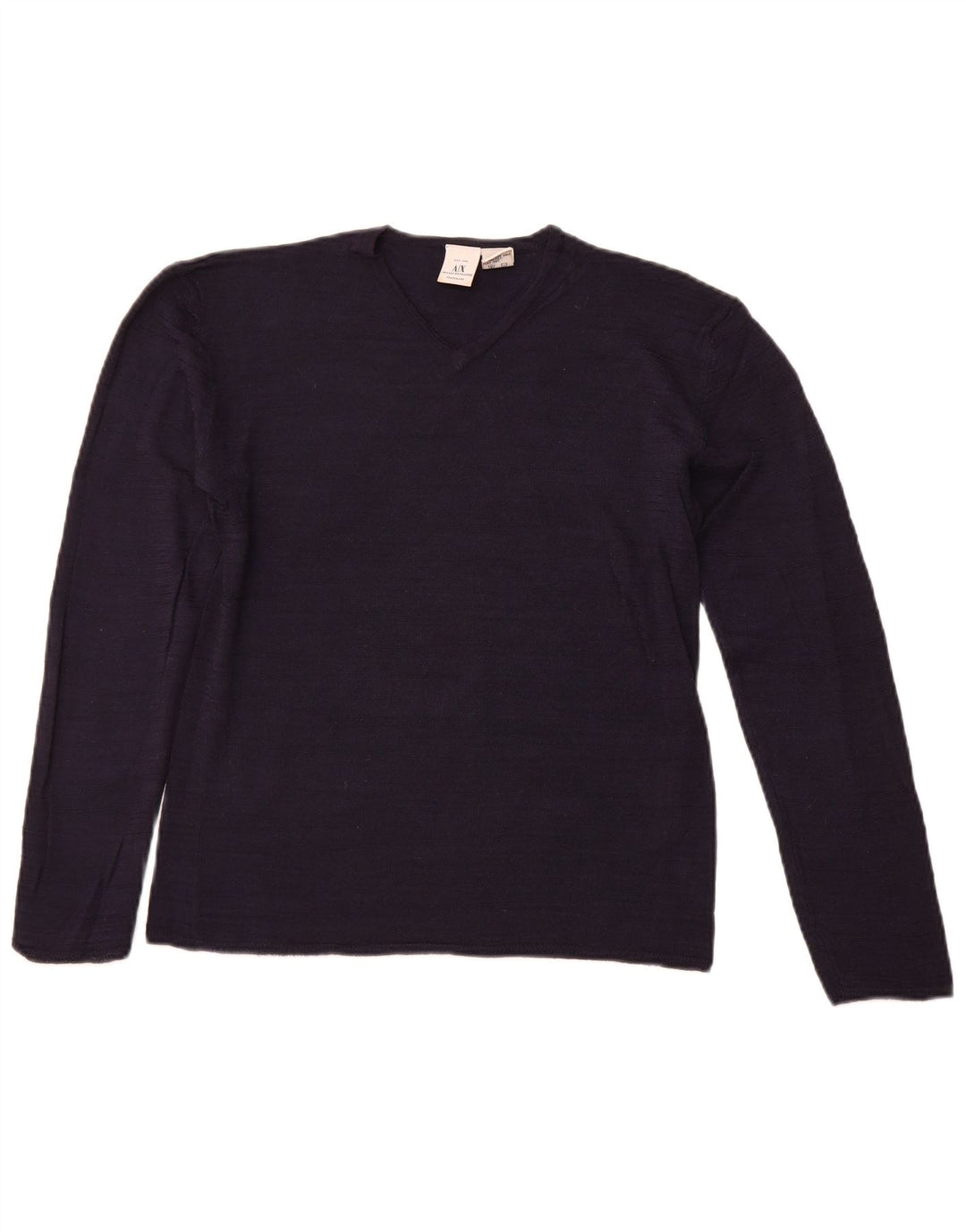 ARMANI EXCHANGE Womens V-Neck Jumper Sweater UK 12 Medium Navy Blue