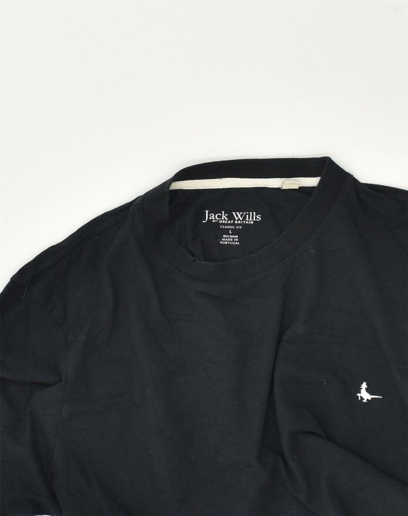 JACK WILLS Womens Classic Fit T-Shirt Top UK 16 Large Black Cotton | Vintage Jack Wills | Thrift | Second-Hand Jack Wills | Used Clothing | Messina Hembry 