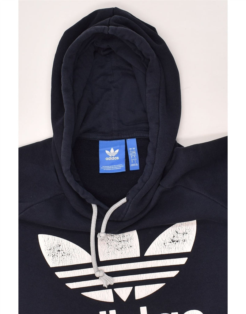 ADIDAS Mens Graphic Hoodie Jumper Large Navy Blue Cotton | Vintage Adidas | Thrift | Second-Hand Adidas | Used Clothing | Messina Hembry 