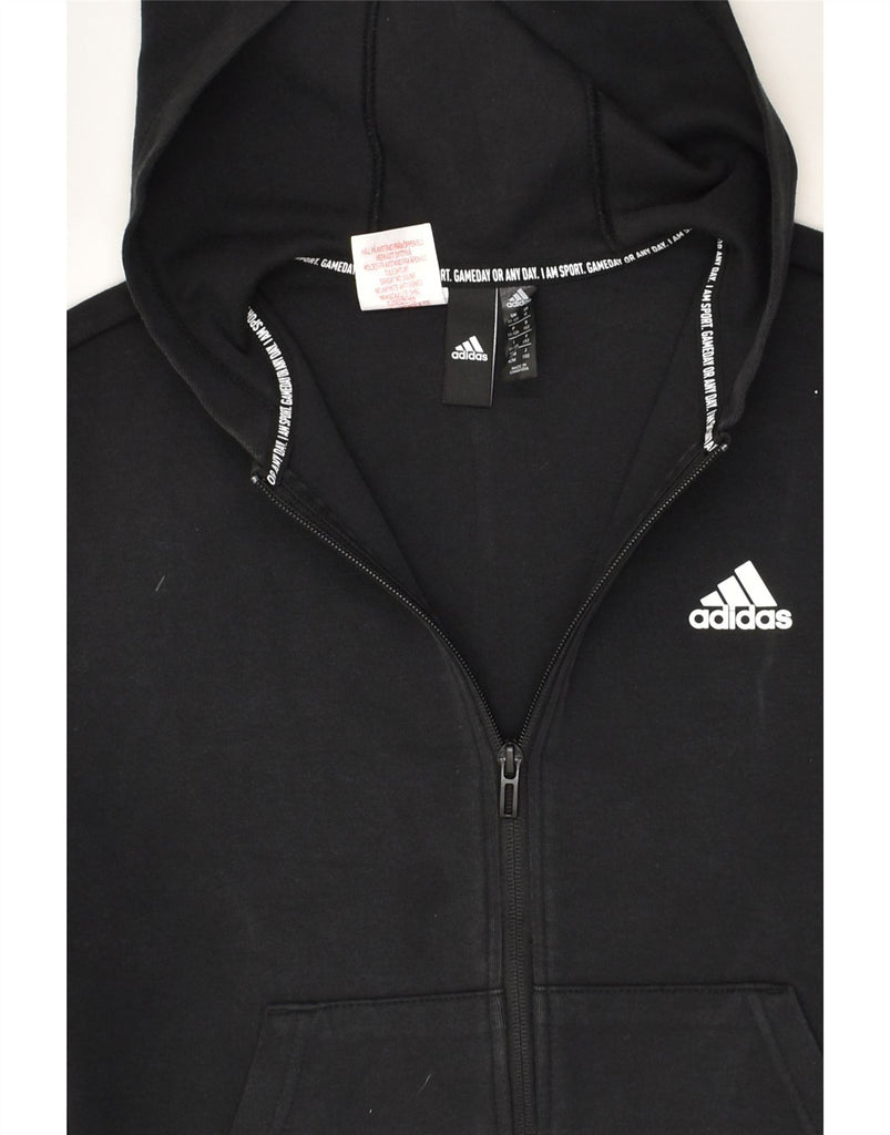 ADIDAS Boys Zip Hoodie Sweater 11-12 Years Black Cotton | Vintage Adidas | Thrift | Second-Hand Adidas | Used Clothing | Messina Hembry 