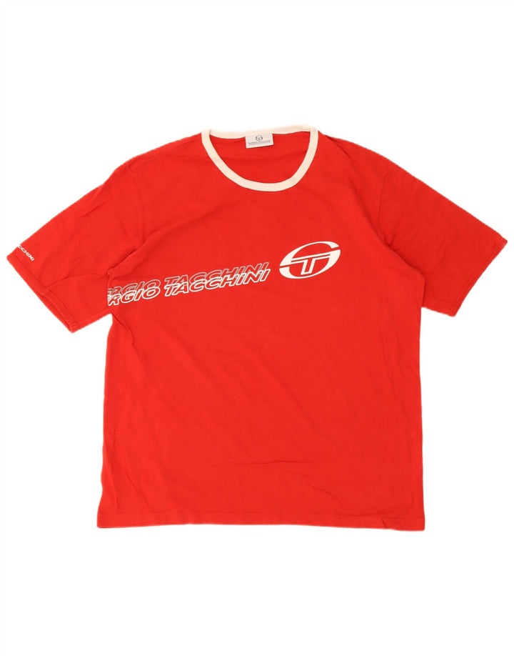 Sergio Tacchini Mens Graphic T-Shirt Top 2XL Red Cotton