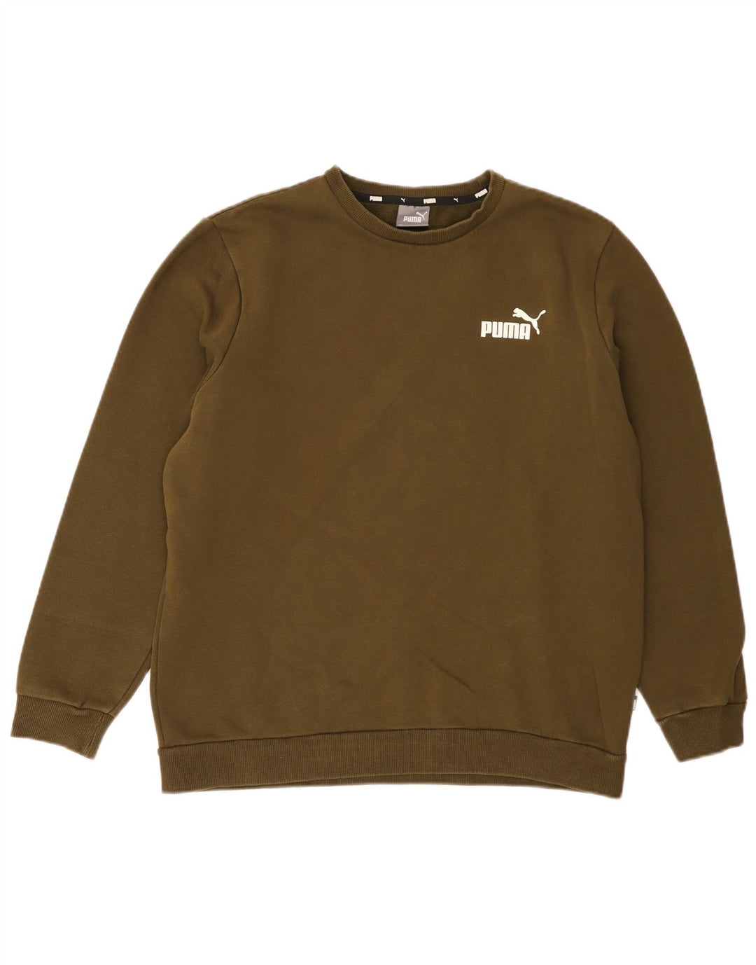 Puma Mens Sweatshirt Jumper Large Khaki Cotton