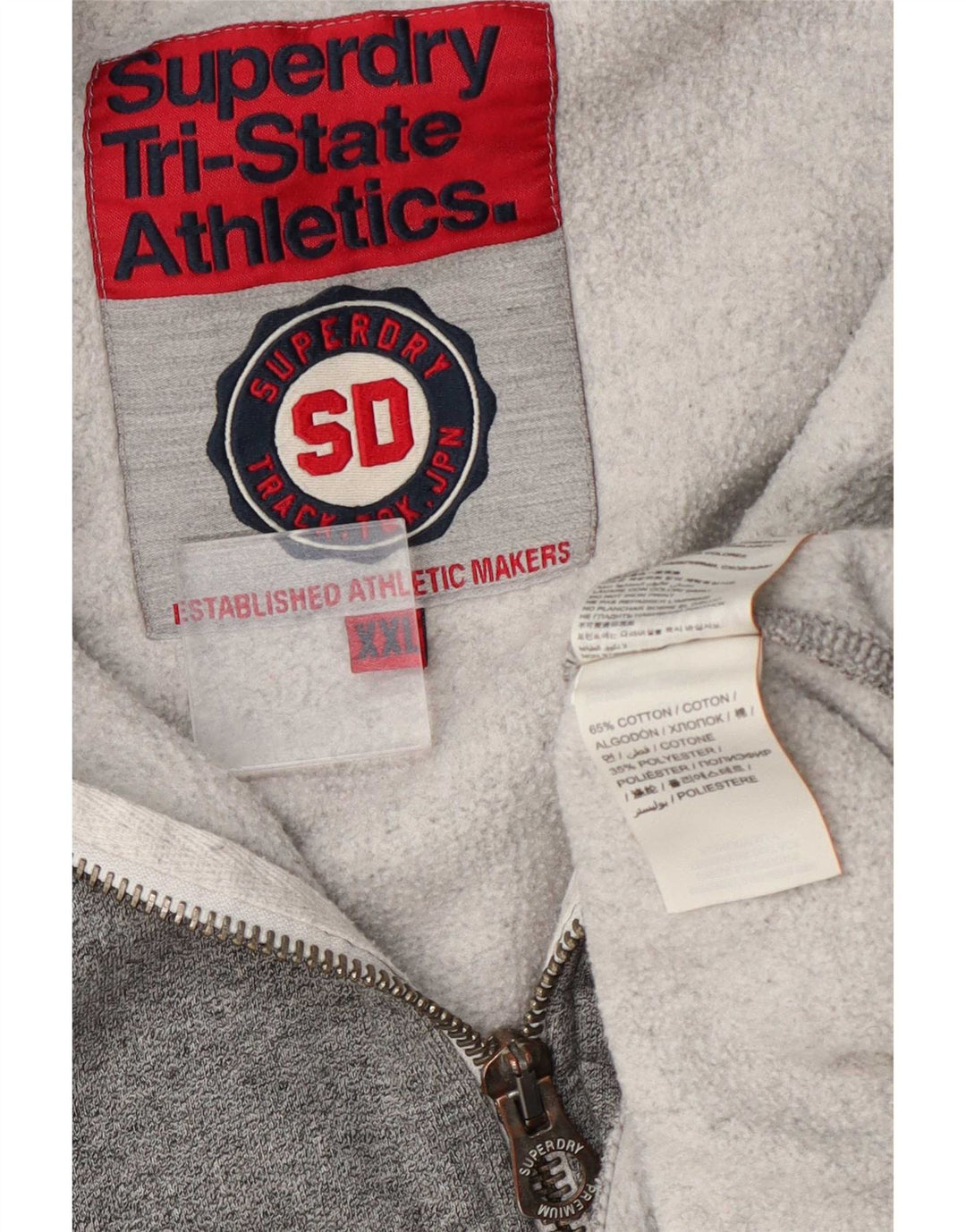 Superdry Mens Graphic Tracksuit Top Jacket 2XL Grey Colourblock Cotton