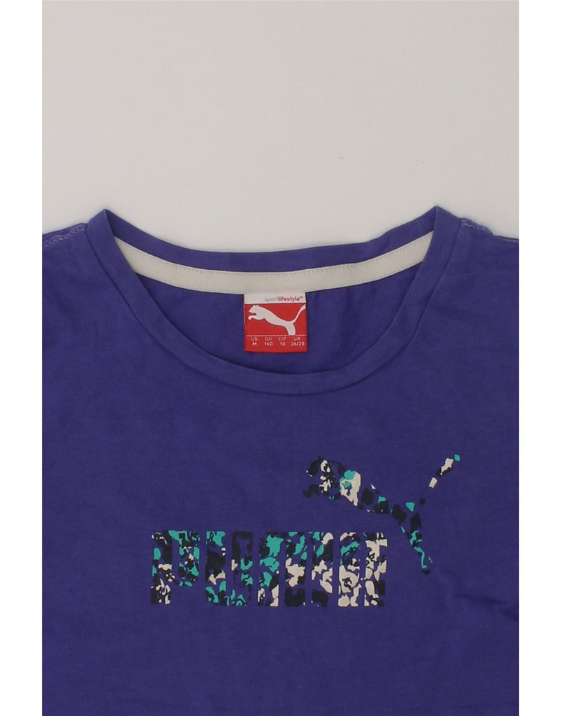 PUMA Girls Graphic T-Shirt Top 9-10 Years Blue | Vintage Puma | Thrift | Second-Hand Puma | Used Clothing | Messina Hembry 