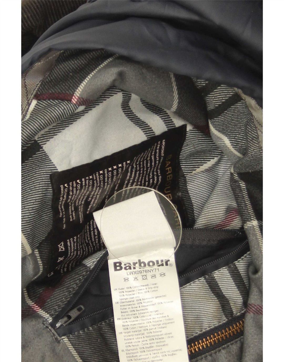 Barbour Womens Waxed Cotton Jacket UK 10 Small  Navy Blue Cotton