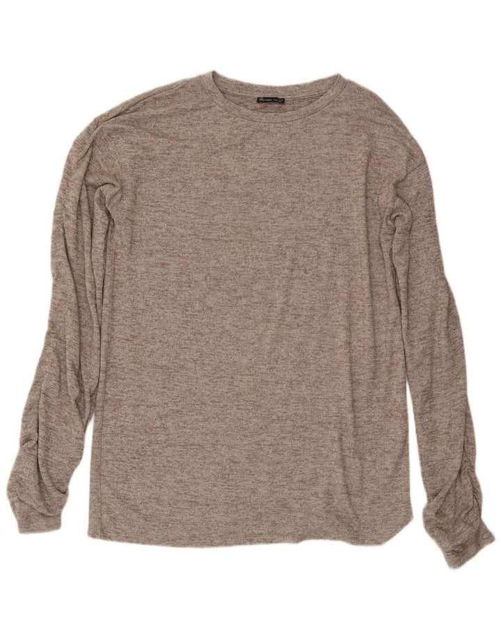 Zara Womens Oversized Top Long Sleeve UK 10 Small Grey Flecked