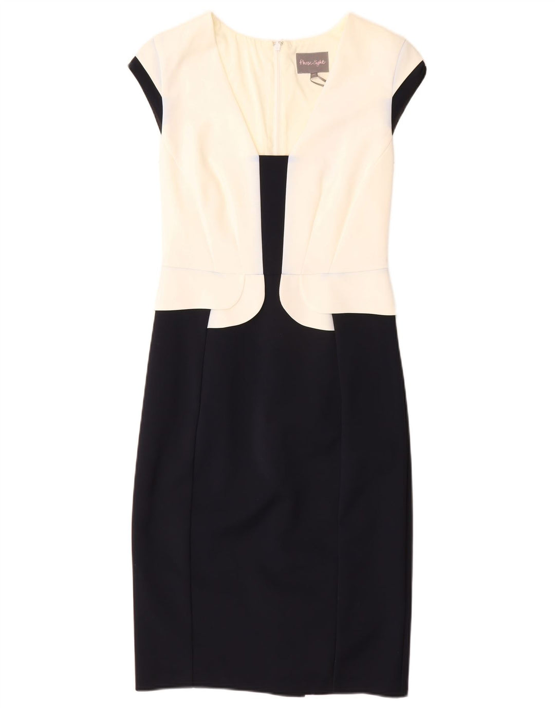 PHASE EIGHT Womens Sheath Dress UK 10 Small Black Colourblock Acetate